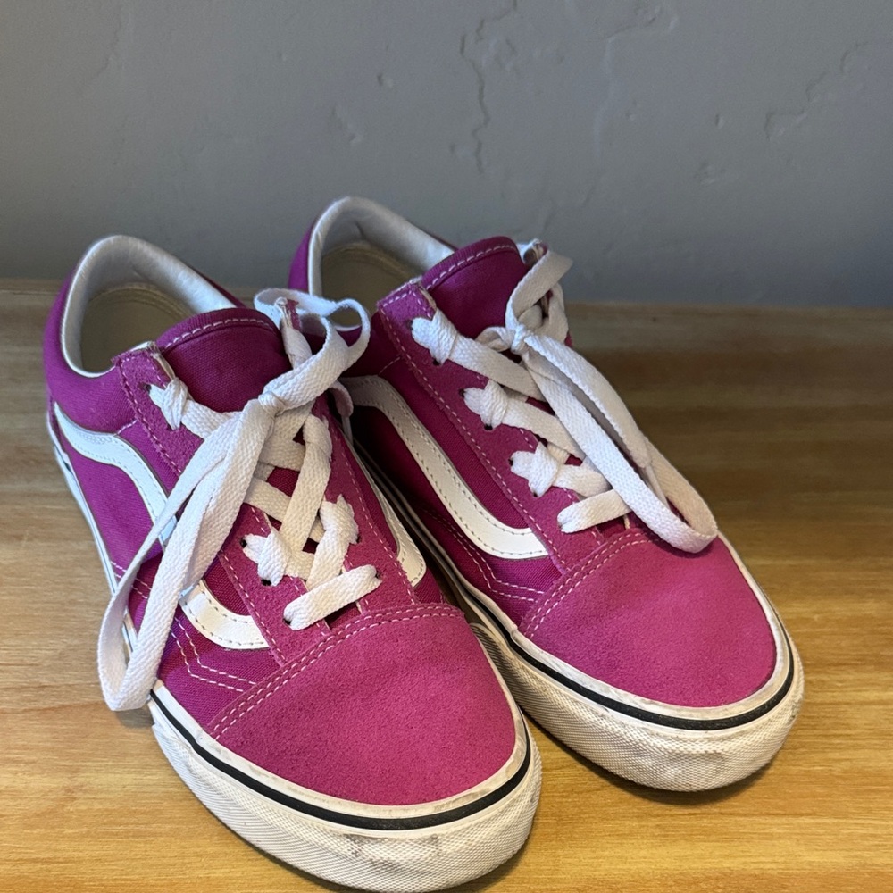 Vans Kids Fuchsia and White Sneakers